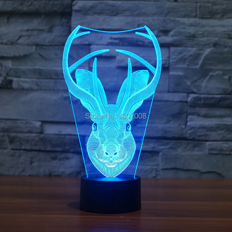 Милый мультфильм лося Форма LED Многоцветный волшебный ночник USB кабель как Дети