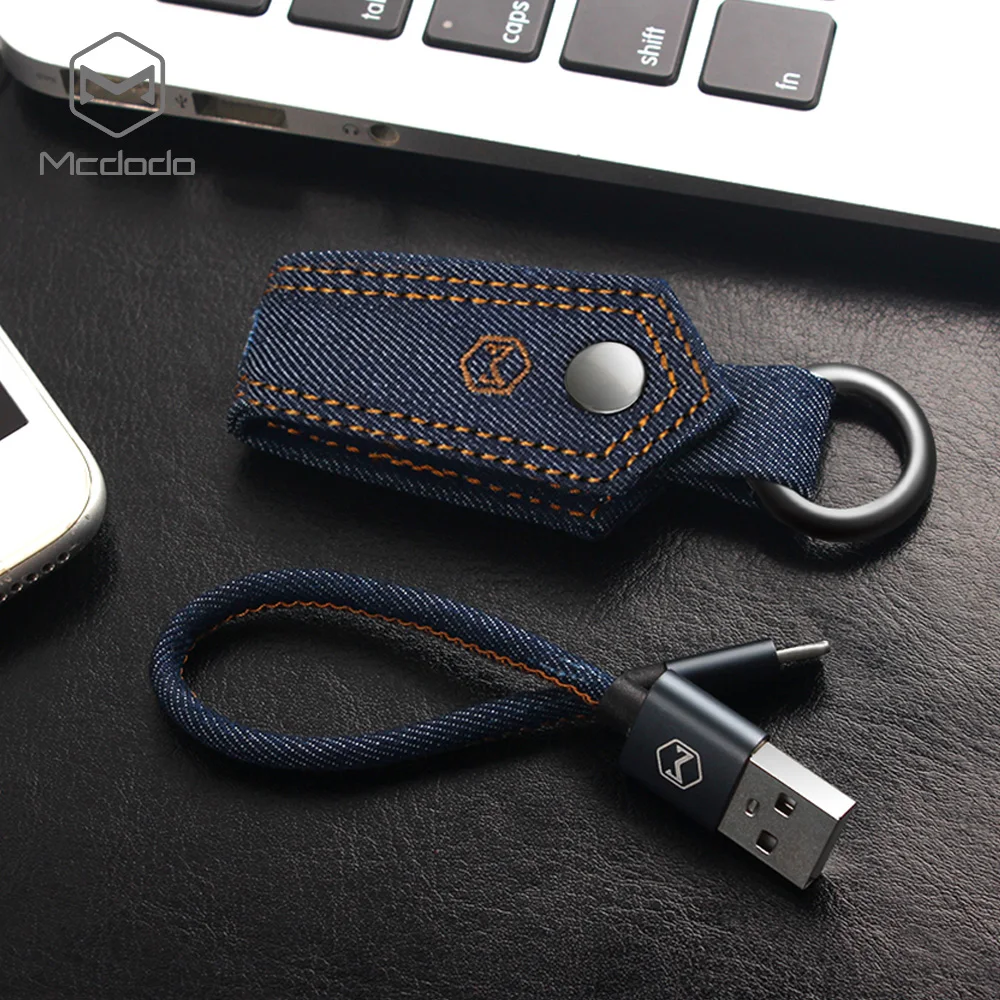 Кабель Micro USB Mcdodo 15 см 2 А быстрая зарядка джинсовый тканевый ключ для Samsung Xiaomi Sony