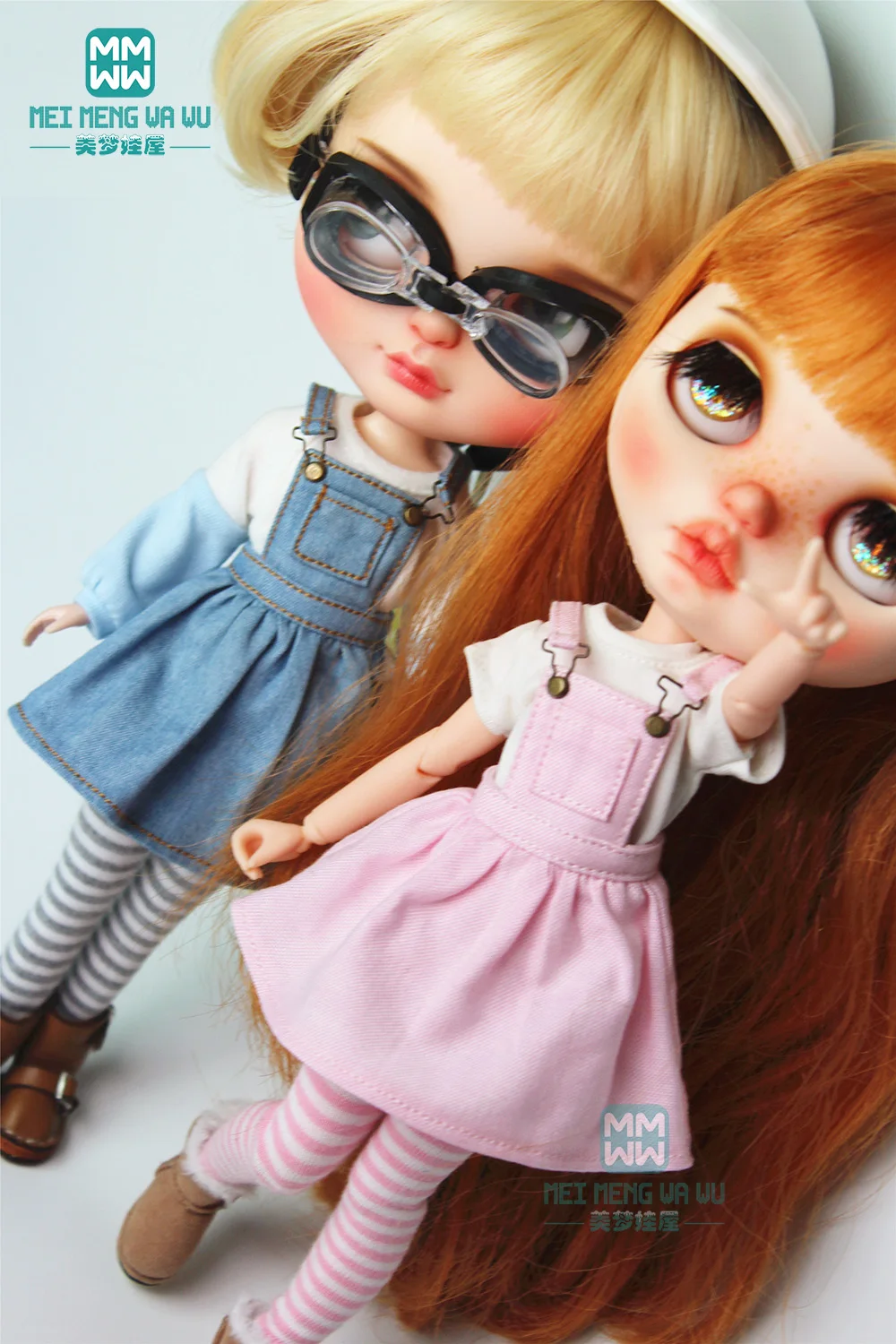Подходит для кукольной одежды Blyth Azone 1/6 модное джинсовое платье на бретелях