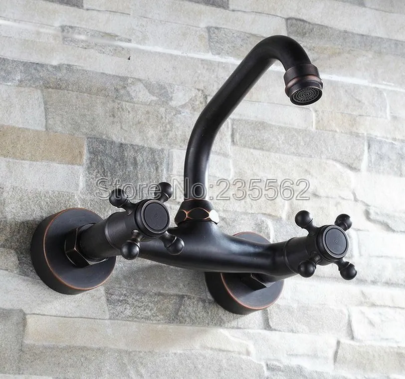 Классический черный латунный поворотный смеситель для кухонной раковины