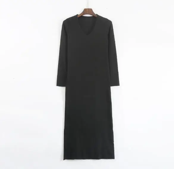 black Fdfklak Vestidos новые платья для беременных с длинным рукавом, хлопковое платье для беременных, весенне-осеннее длинное платье для беременных, женские платья - Цвет: black