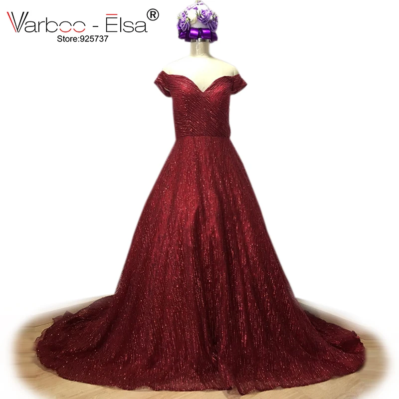 VARBOO_ELSA vestido de festa 2018 новые красные блестящие вечерние платья Длинные милые с