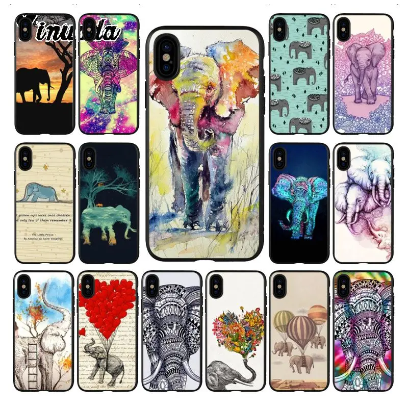 Yinuoda elephant animal indian DIY Painted Phone Accessories Case for iPhone 5 5Sx 6 7 7plus 8 8Plus X XS MAX XR case | Мобильные