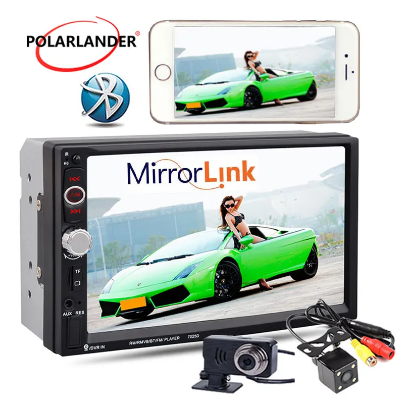 2 DIN автомобильное радио 7 &quotHD Зеркало Ссылка для телефона Android USB/SD/Aux с камерой и DVR