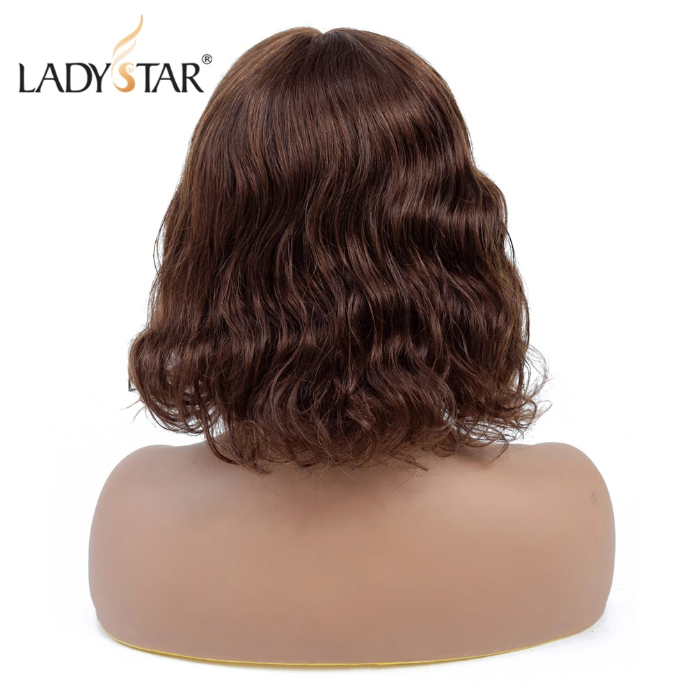 LADYSTAR короткий светильник Боб коричневый парик u-образной формы шнурка человеческих волос падение цвет парики для черных женщин предварительно сорванные перуанские волосы remy