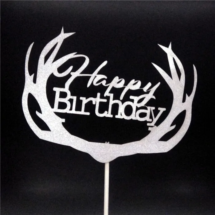 Silver B002 CakeFlag Топпер для торта «С Днем Рождения» сладкий 16 вечерние украшения свадебные сувениры и подарки мальчик украшение дома выпечки аксессуары 50 день рождения - Цвет: Silver B002 CakeFlag