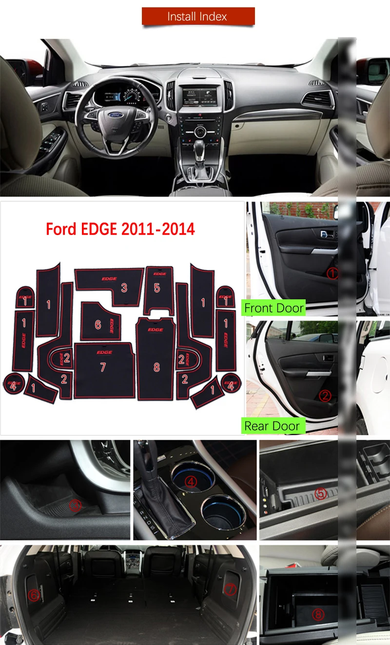 Противоскользящий коврик с прорезями для ворот резиновые подставки Ford EDGE 2011-2014