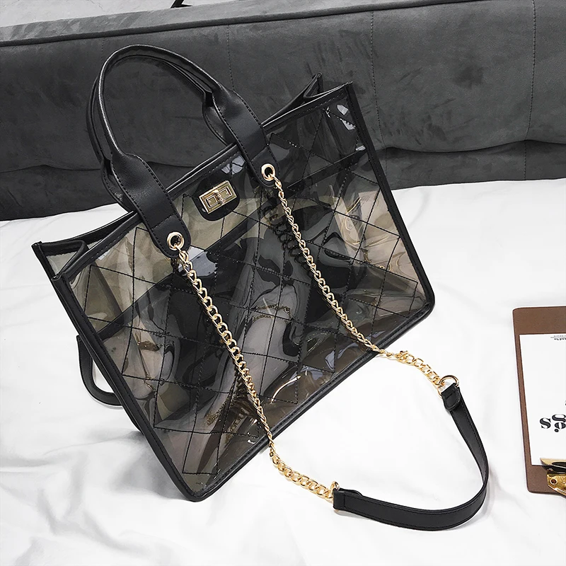 Дизайнерская роскошная женская сумка из прозрачного ПВХ Желейная с верхней