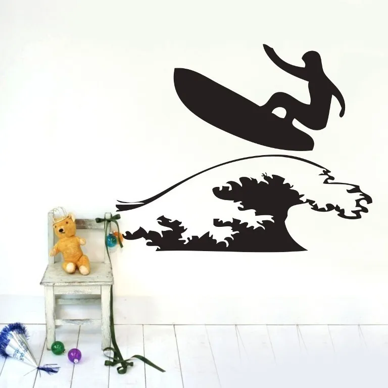 

Free Shipping-decor sticker Surfer surfboard Wall sticker Vinyl Decals home kids nursery room wall Art mural home decoration