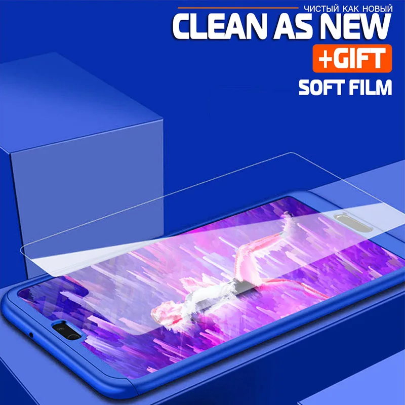 Luxury 360 Full Cover Protective Phone Case For Huawei P20 Pro Lite Matte Hard huawei p20 lite case with glass |