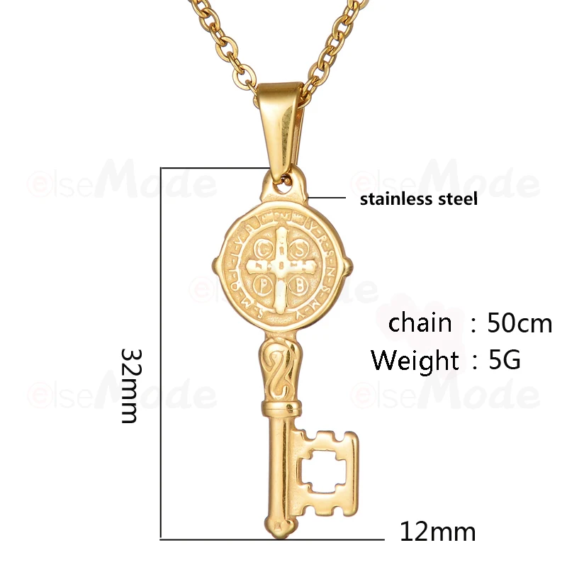 ELSEMODE ожерелья с подвеской золотым ключом санит Бенедикт для женщин и девушек из