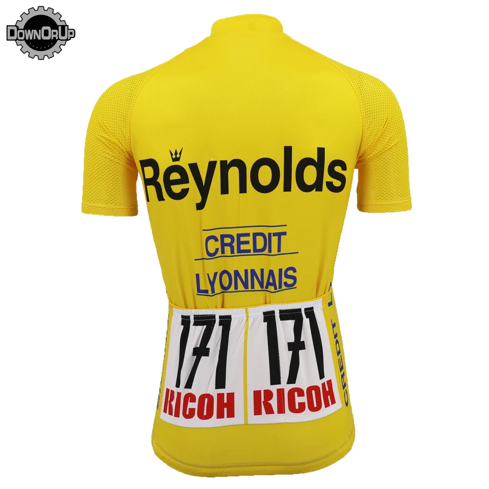 Ретро Мужская классическая желтая одежда для велоспорта бренд pro team Bike Майки