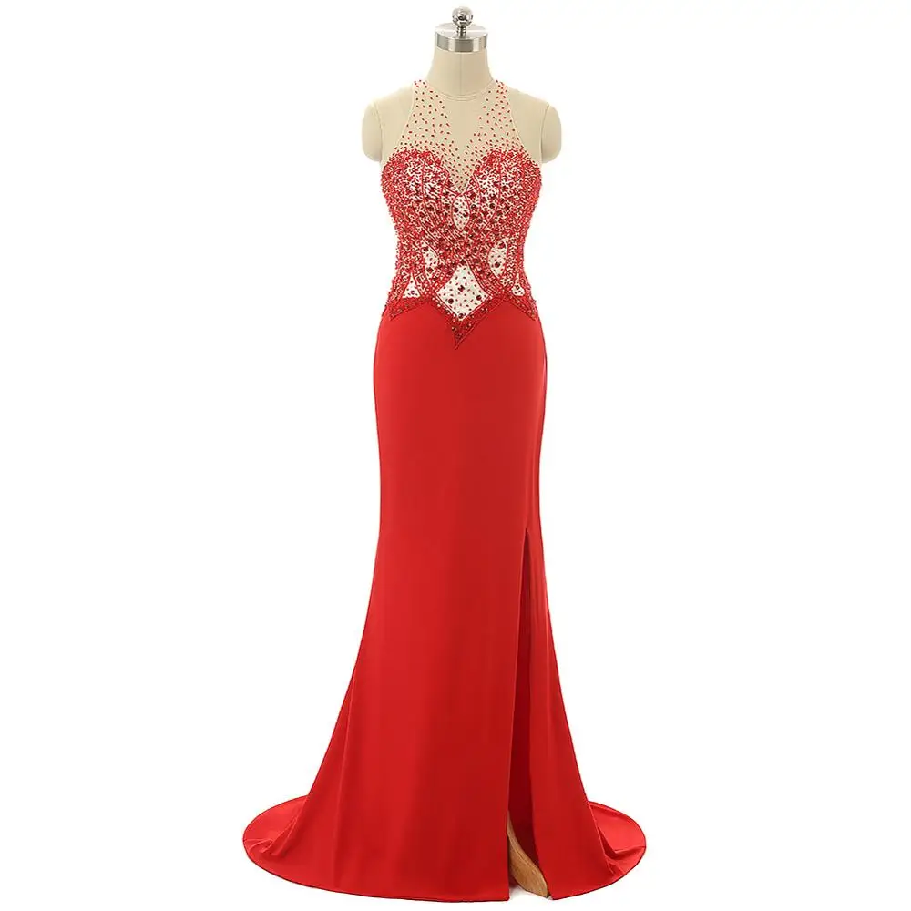 

2019 Perfect Red Sky Blue Beading Mermaid Evening Dress with Long Competition Dresses Evening Dress Plus Size Support customized