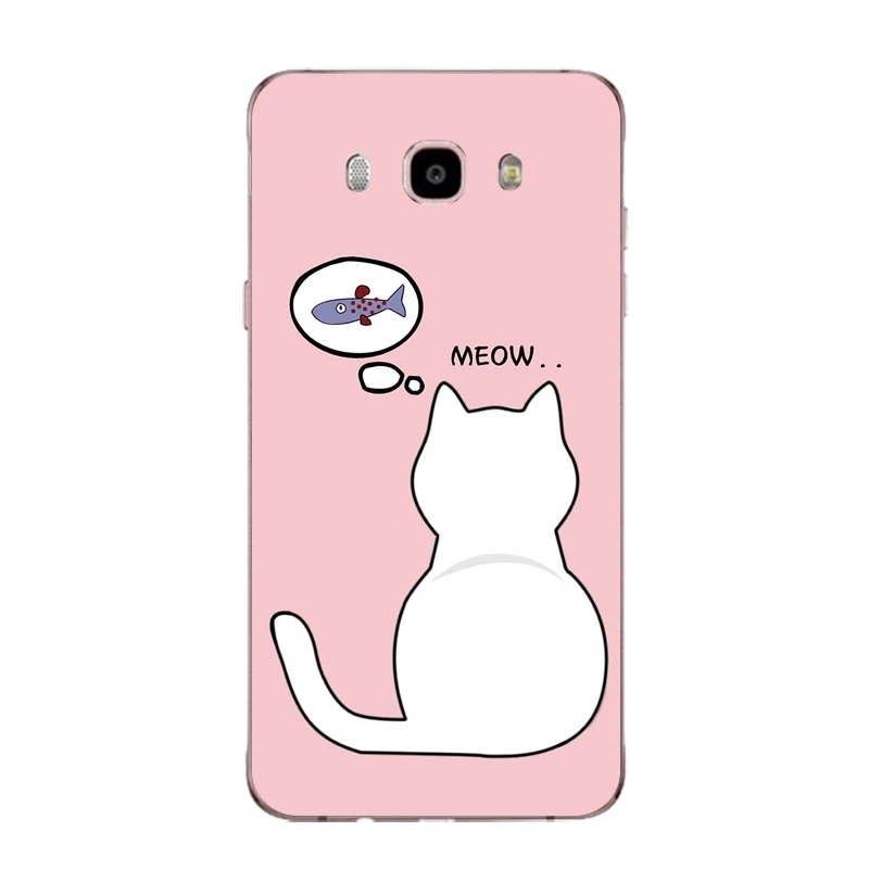 Мягкий прозрачный чехол из ТПУ с рисунком кота для Samsung J3 J5 J7 S6 S7 S8 note8 A3 A5 C7 J2prime