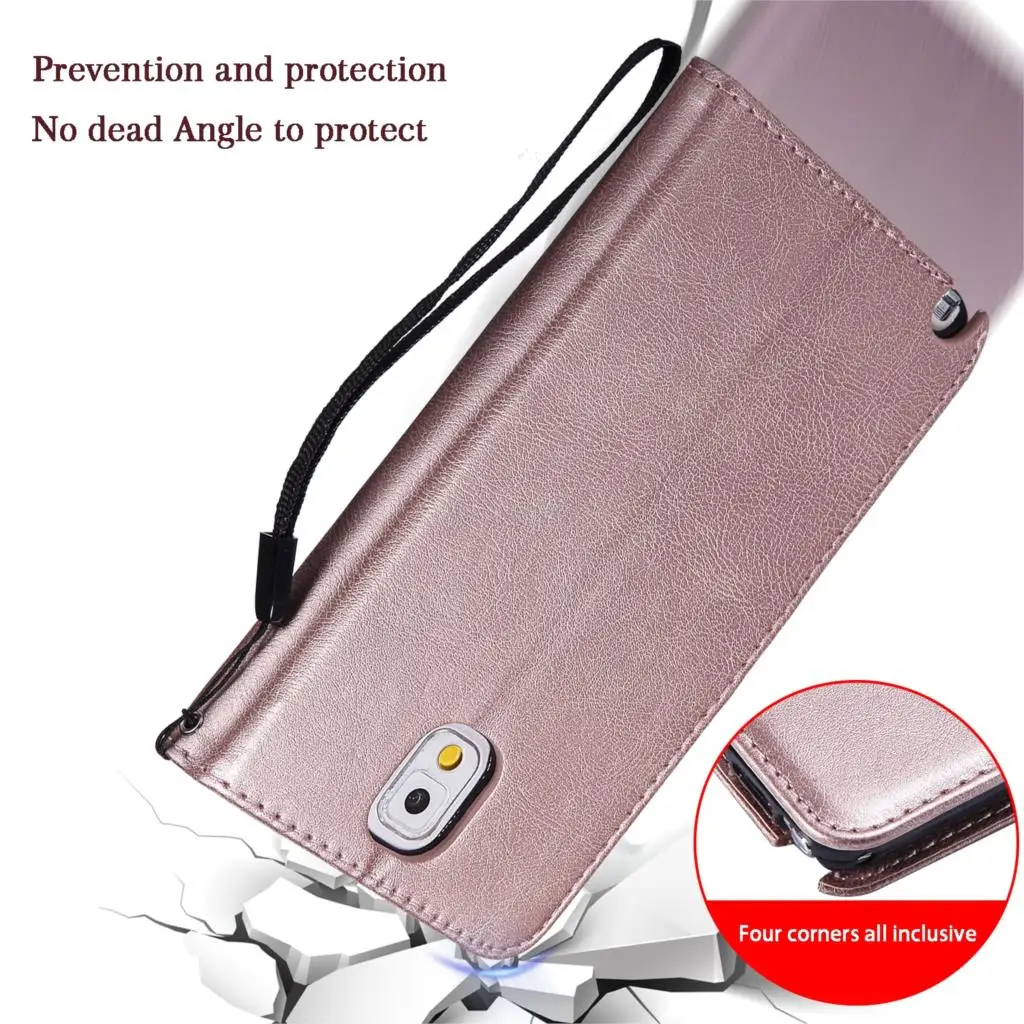 Case for Samsung Galaxy NOTE 3 N900 N9005 Solid color flip pu Leather Cover Wallet NOTE3 SM-N900 SM-N9005 full housings | Мобильные