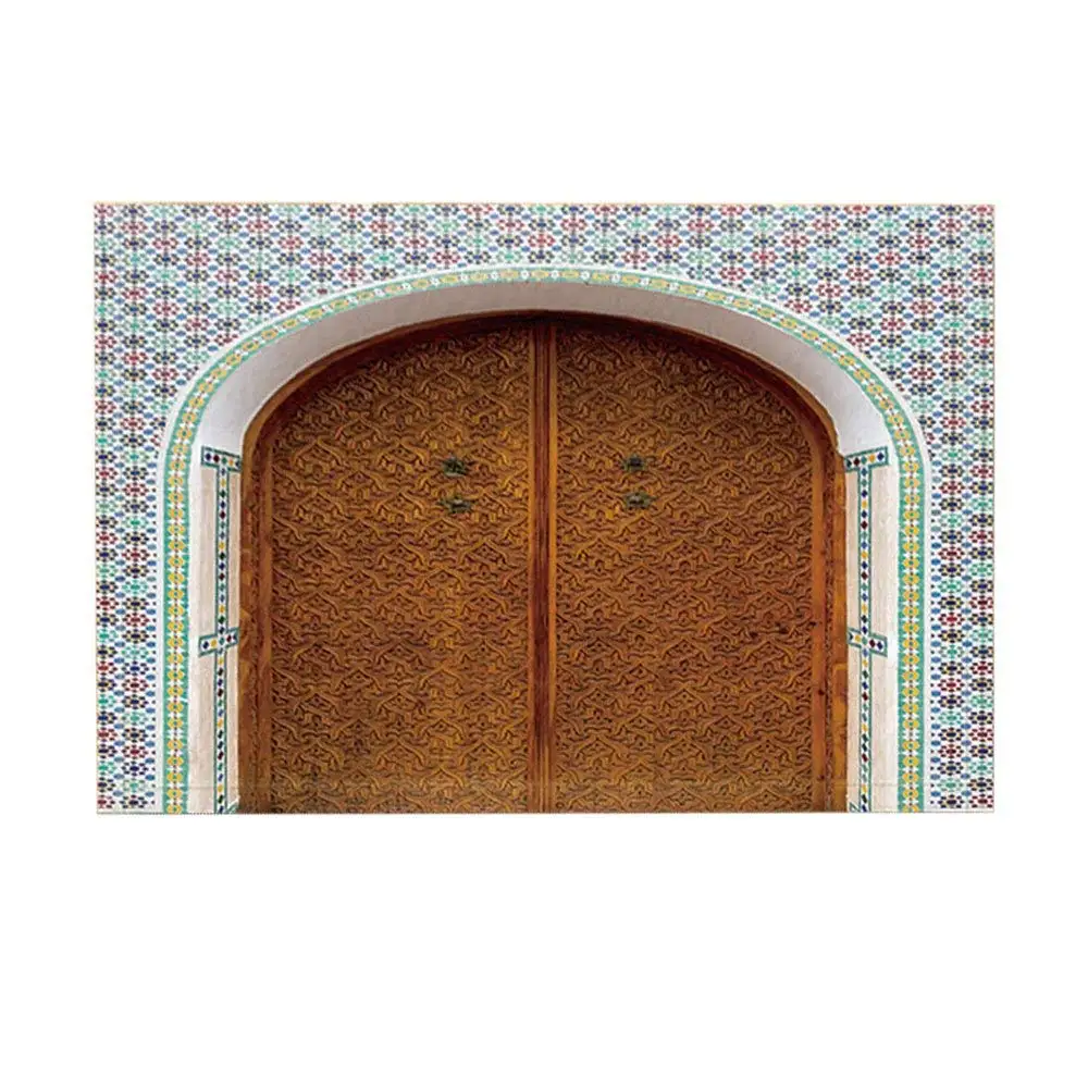 Марокканские коврики для ванной коричневая деревянная дверь с резным узором и