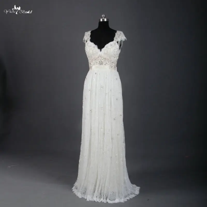 RSW600 Real Sample Cap Sleeve Removable Train свадебные платья 2015|lace wedding dress|wedding dresswedding dress 2015 |