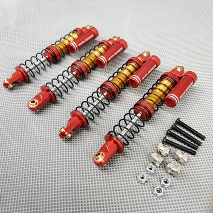 95MM RED 4 шт. 1/10 р/у Рок Гусеничный металлический масляный Амортизатор 95 мм 105 мм 115 мм свисающие двойные пружины демпфер для SCX10 TRX4 D90 - Цвет: 95MM RED