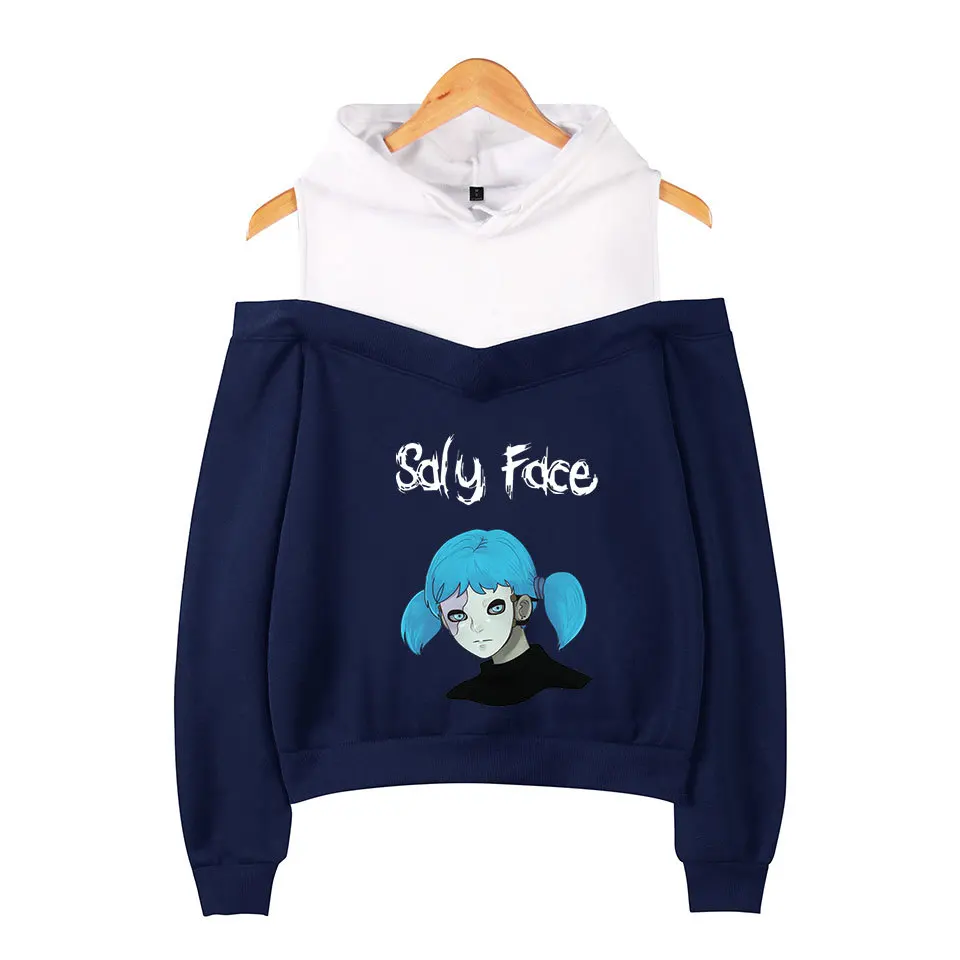 navy blue sally top Толстовки Sally Face, толстовки для девушек и женщин с рукавами и открытыми плечами, эксклюзивные толстовки Sally Face, костюмы для косплея размера плюс XXL - Цвет: navy blue sally top