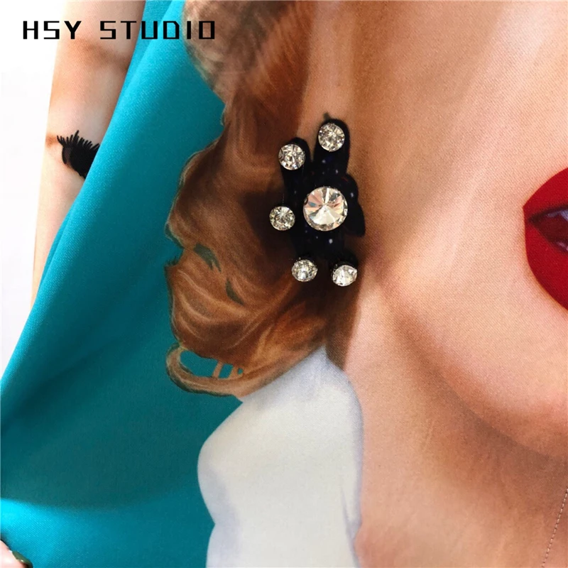 【HSY studo】2019 Летний новый тренд Монро печати Swarovski деталь костюм с длинным рукавом