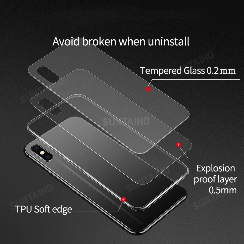 Suntaiho роскошный стеклянный чехол для iPhone XS Чехлы для MAX XR ультра тонкий прозрачный задний стеклянный чехол для iPhone X 7plus 8plus Мягкий край