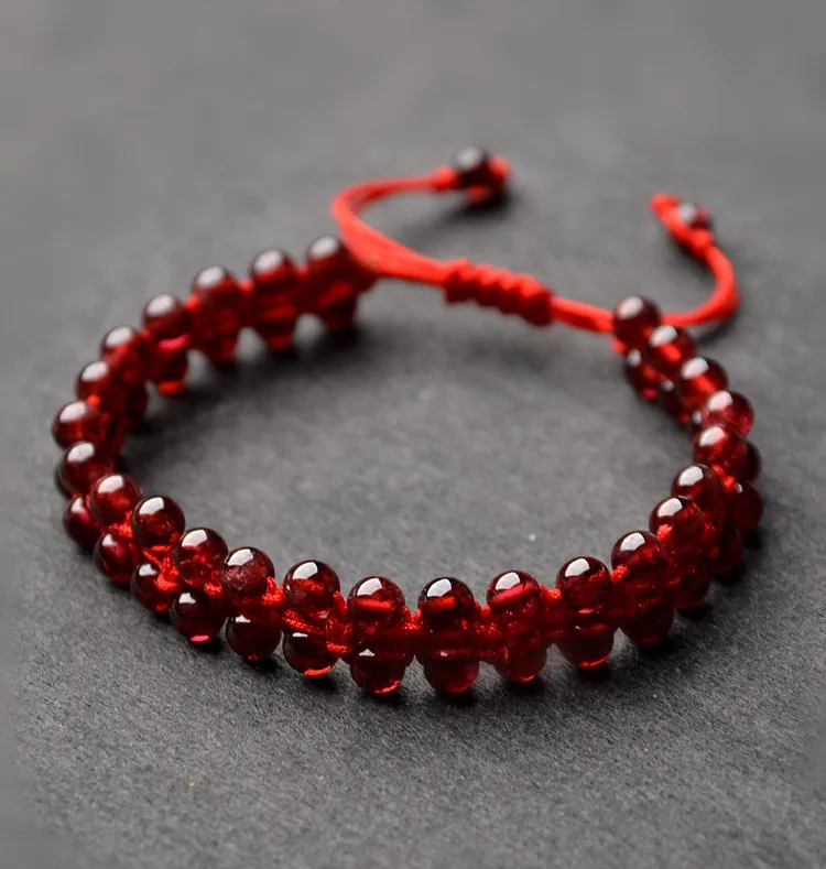 Прямая доставка натуральный гранатовый браслет Круглый гранат бусины ручной