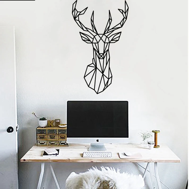 Geometric Deer Head Wall Sticker - Vinyl Wall Art Custom Home Decor - Geometry Animal Series Decals - 3D - 5 Sizes image 5