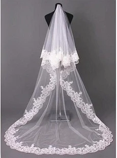 

2-Layer Lace Bride veil White Ivory Wedding veil comb