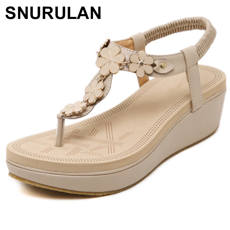 Сандалии SNURULAN2019 женские из ПУ кожи модная повседневная удобная обувь пляжные