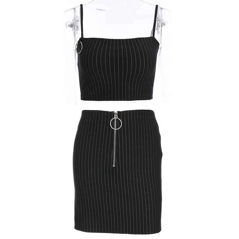 Сексуальный женский комплект из 2 предметов полосатый топ на бретельках