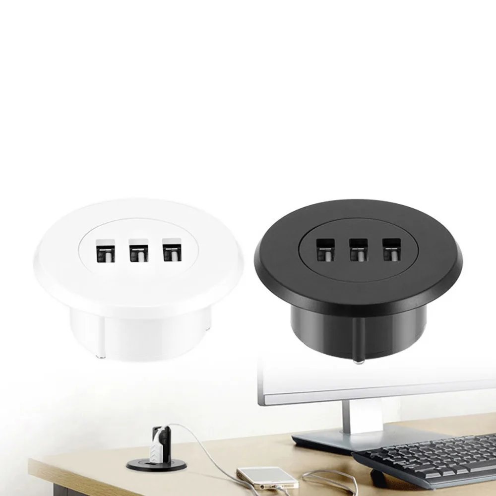 5 см втулка отверстие в настольном монтаже 3 порта USB 2,0 концентратор для ноутбука ПК компьютер дата передачи зарядки