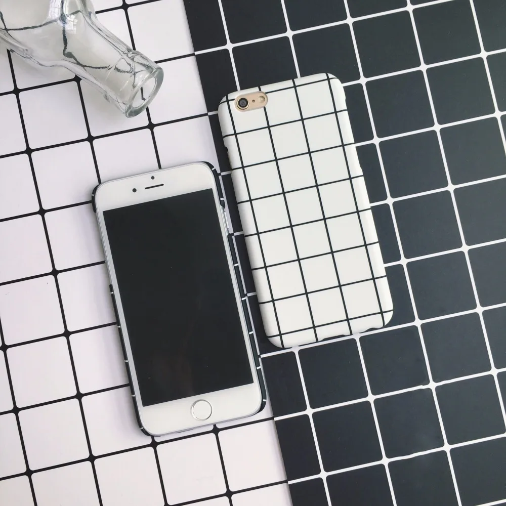 Iboann прилив скраб Матовая ПК жесткий черный белый решетки принт чехол для iphone 5 5s SE