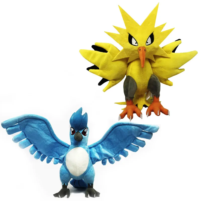 Articuno and Zapdos 2 стиля 22-28 см Articuno Zapdos мягкая плюшевая игрушка pp чучело из хлопка мультфильм Peluche куклы подарок для детей Дети - Цвет: Articuno and Zapdos