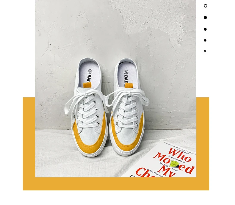 INS hot women Canvas shoes 22.5-25 cm length bottom shoes flat bottom half tow canvas shoes no heel lazy shoes Half slipper