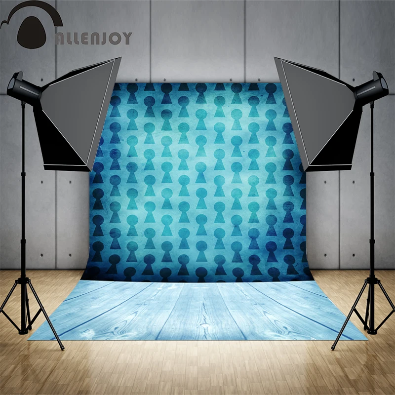 Фон для фотосъемки Allenjoy с голубым узором винтажный деревянный пол фон |