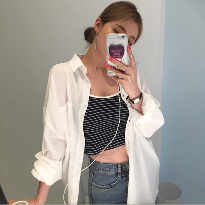 Новый ретро Длинные белая рубашка женская одежда с длинным рукавом из хлопка и