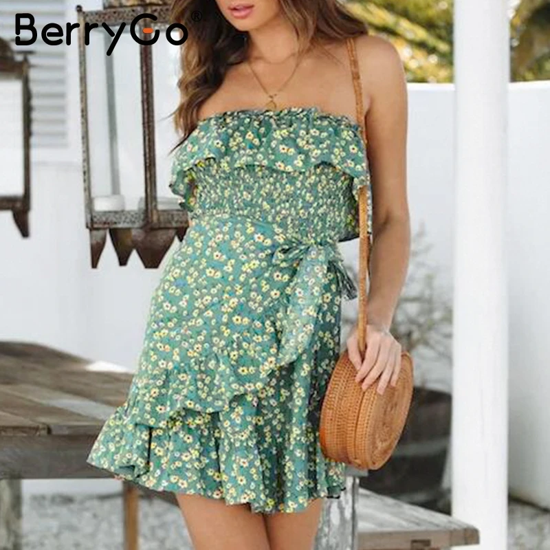 BerryGo без лямок с цветочным рисунком женское платье труба богемная элегантная