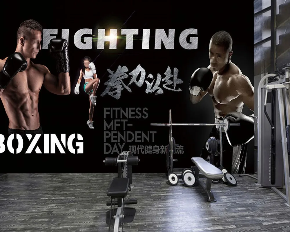 

Free Shipping Mural Custom 3D Photo Wallpaper Hand-Painted Fitness Painting Background Wall Boxing Field Wallpaper Gym Mural