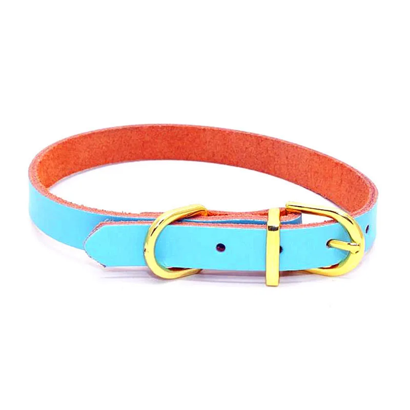 Soft Real Leather Pet Small Dog Cat Collar with Golden Buckle Simple Fashion Design Necklace for Kitten and Puppies | Дом и сад
