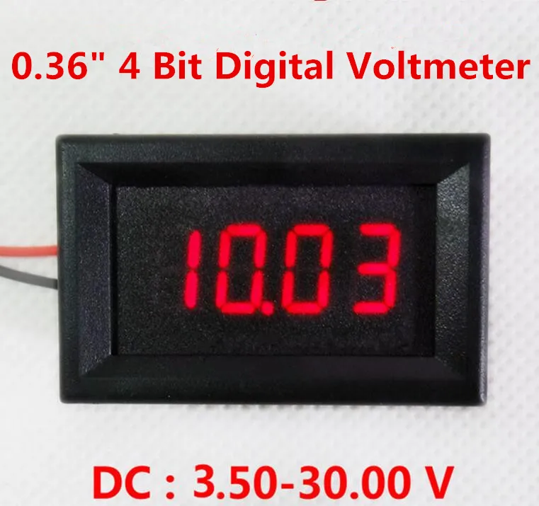 Новое прибытие мини Красный СВЕТОДИОДНЫЙ цифровой вольтметр 4 бит 0.36 дюймовая