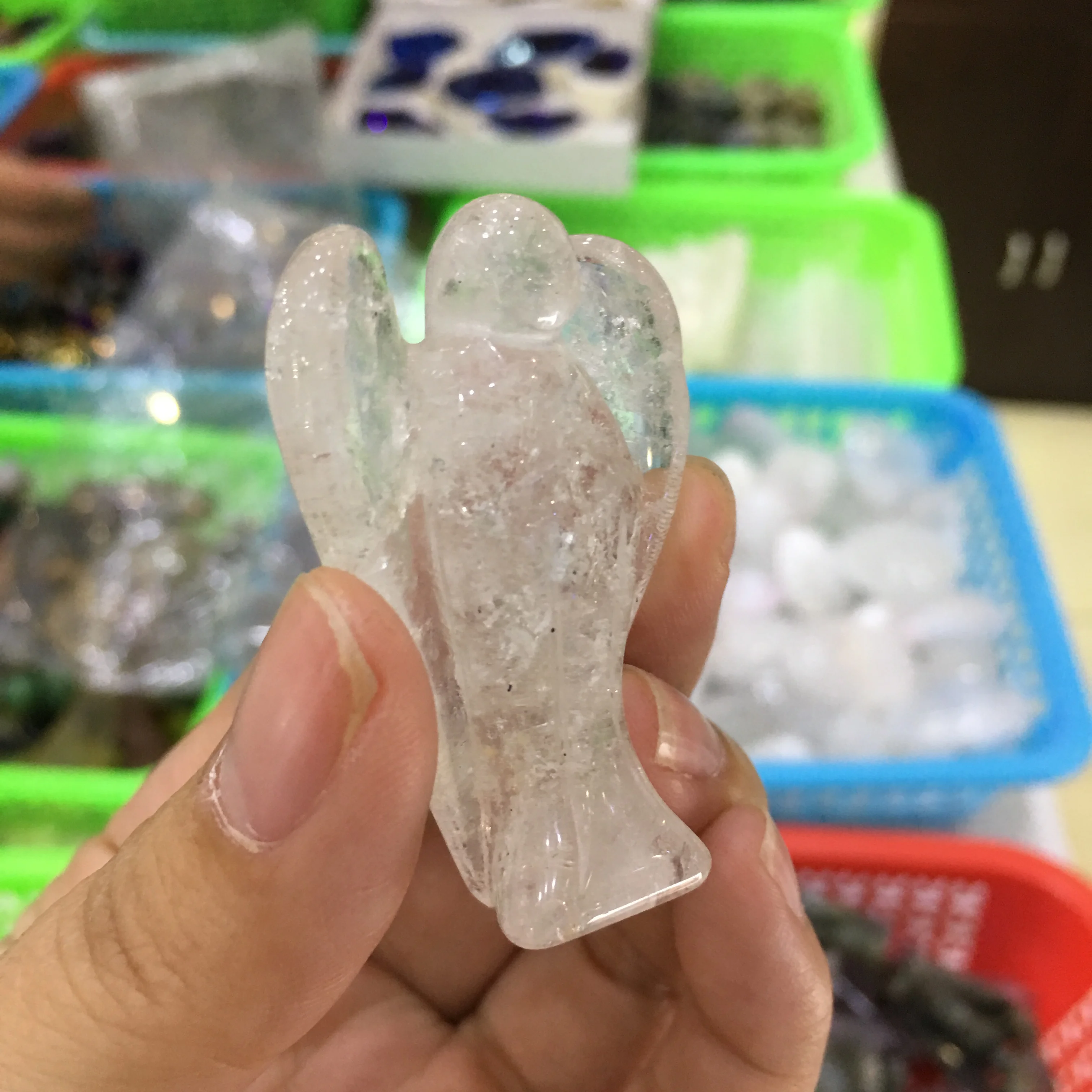 Angel Shape white Crystal Stone Healing Reiki Energy Gemstone Pendant Craft Gift | Дом и сад