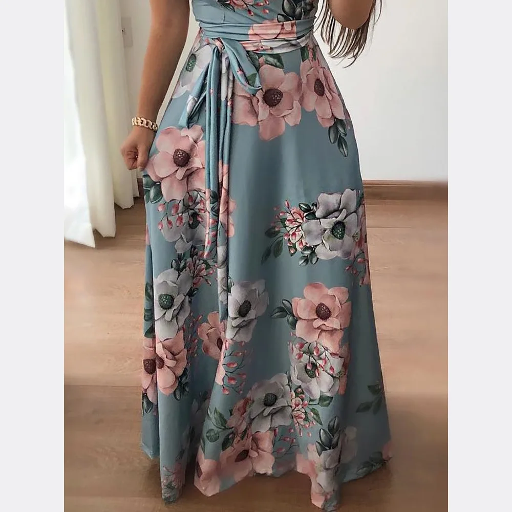 Женское пляжное платье в стиле бохо Летнее Длинное с рукавами фонариками и