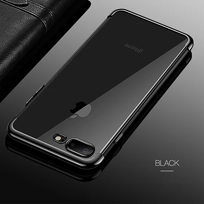Роскошный прозрачный чехол для iPhone 6 6s 7 8 X Чехол прозрачный силиконовый чехол для телефона для iPhone 8 7 6 6s плюс мягкая термополиуретановая накладка на заднюю панель - Цвет: Black