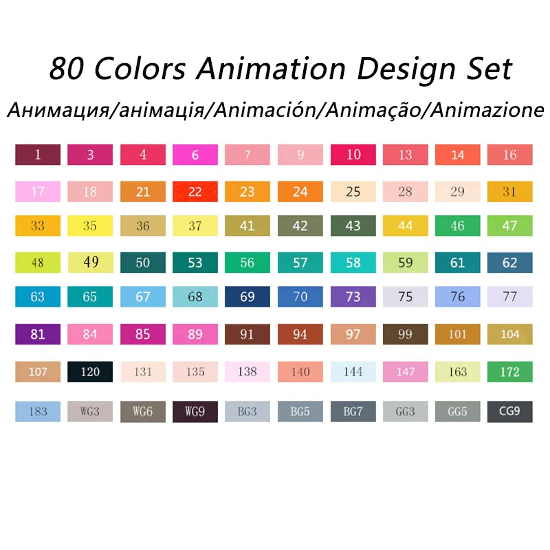 80 Animation Design TOUCHNEW 80 цветов Эскиз Маркер двуглавый алкоголь жирный знак студентов Дизайн Ручная роспись искусство маркер школьные принадлежности - Цвет: 80 Animation Design