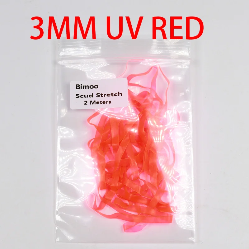 3mm UV Red Bimoo 2 м/уп. 3 мм Скад назад стрейч креветки Nymph бэк лента красный оранжевый желтый зеленый флуоресцентный - Цвет: 3mm UV Red