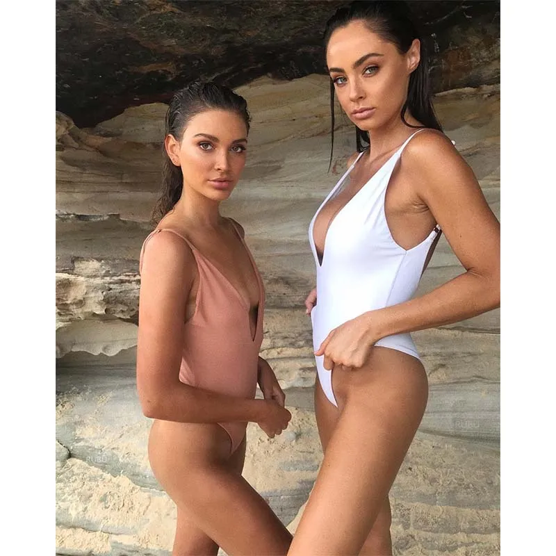 Женский купальный костюм с глубоким v образным вырезом купальник воротником и