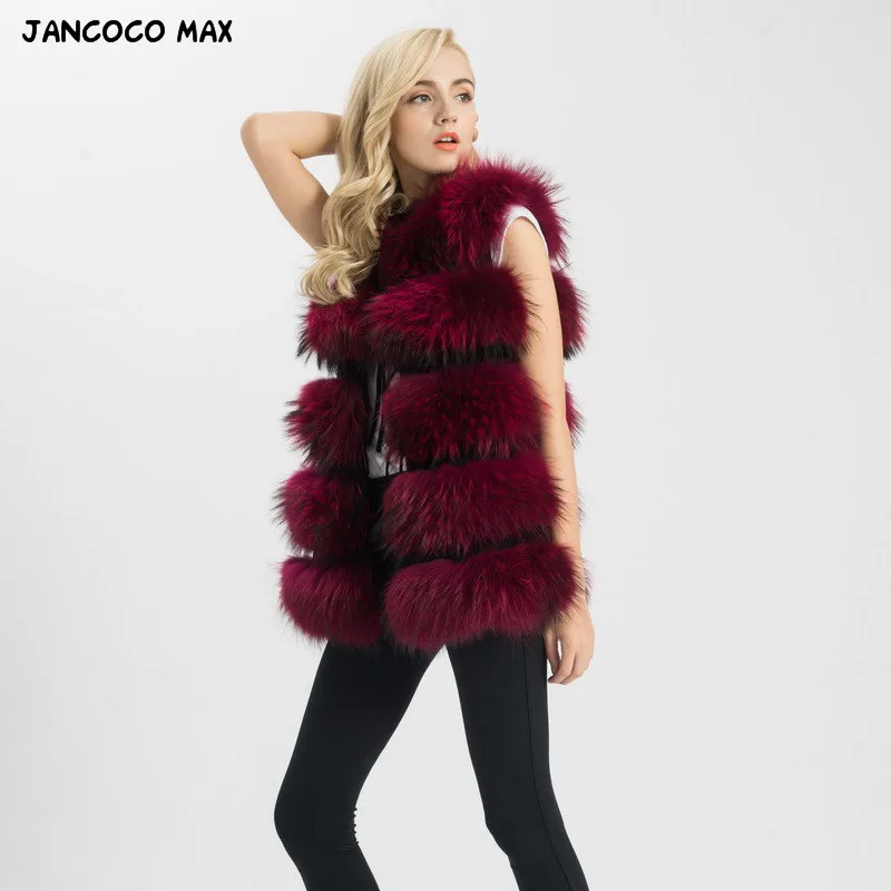 Jancoco Max 8 цветов жилет из натурального меха женский жилет из натурального меха енота длинный жилет Зимняя Новая модная куртка 1150L