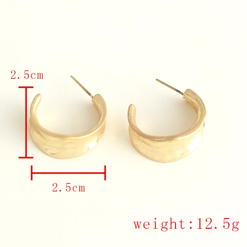 8Seasons New Simple C-Shape Gold Color Metal Stud Earrings For Women Party Fashion Hollow Out Statement Jewelry 1 Pair | Украшения и