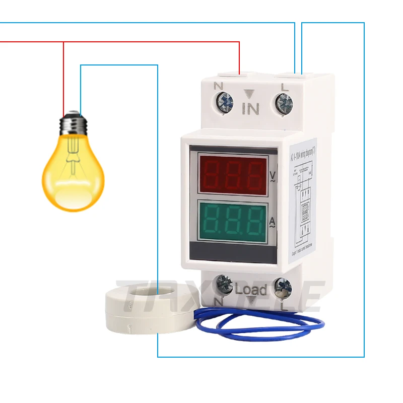 Din-рейка AC 160-275V 0-100A 60A Вольтметр Амперметр светодиодный дисплей Панель Напряжение измеритель тока с трансформатором