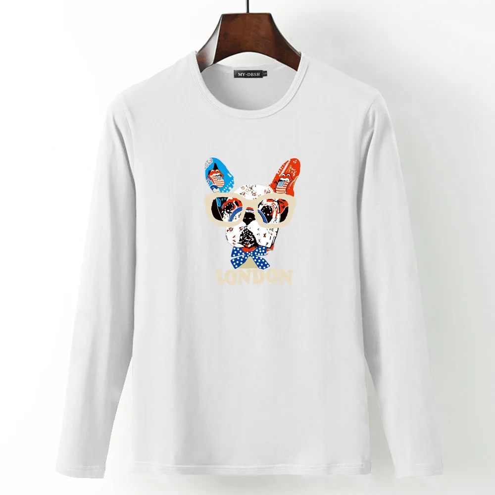 Новый 2021 Летняя мода французский Бульдог Дизайн футболка с длинным рукавом для